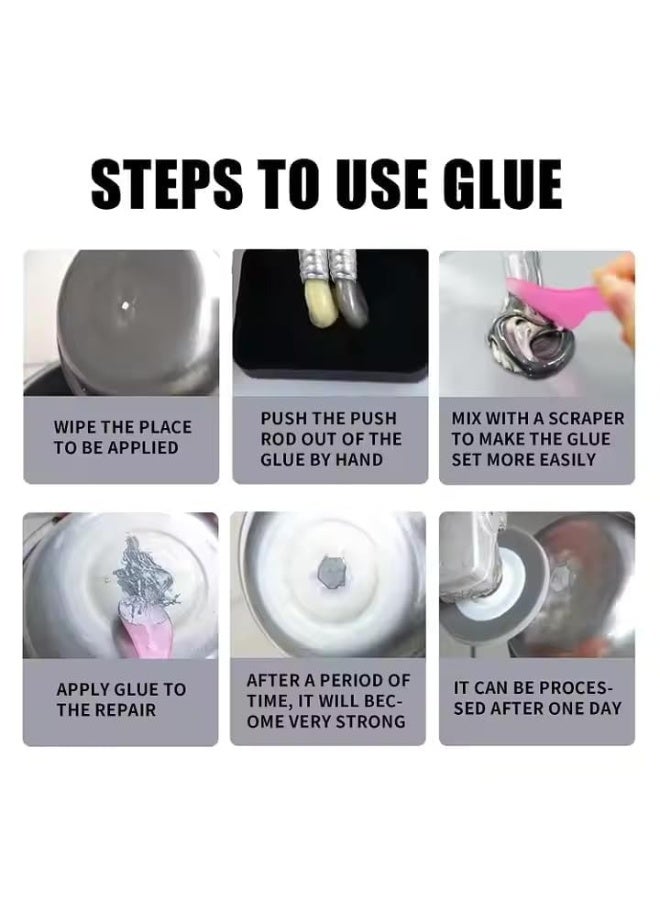 ترتيل غراء إيبوكسي لإصلاح المعادن AB من تيرتيل، ٥٠ غرام - لاصق قوي للحام البارد للحديد والفولاذ والألومنيوم والنحاس والبلاستيك والبولي فينيل كلوريد، مثالي لإصلاح السيارات والأنابيب والأسطح - Image 2